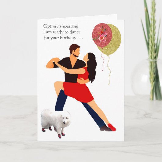 Rode dansschoenen tango hond klaar ook! kaart (Voorkant)