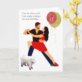 Rode dansschoenen tango hond klaar ook! kaart (Gele Bloem)