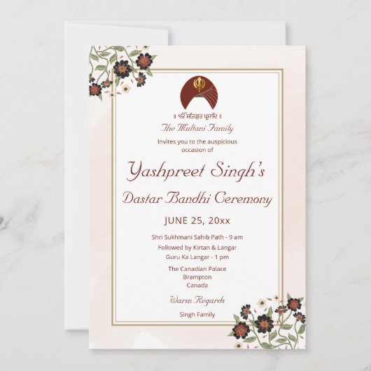 Rode Dastar bandi uitnodigingskaart sjabloon Kaart (Voorkant)