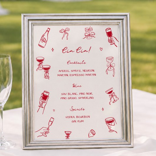 Rode Dat Is Amore Bruiloftsfeest Cin Cin Bar Poster