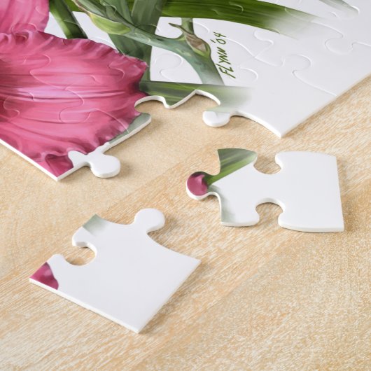 Rode Daylily Bouquet Botanische Kunst Legpuzzel (Zijkant)