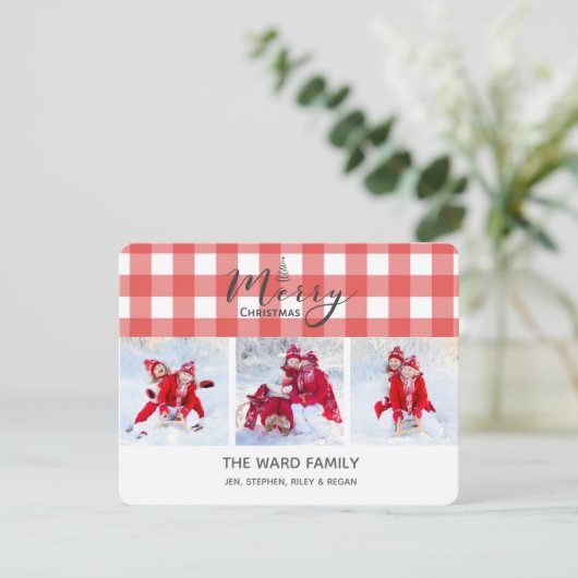 Rode de 3-foto van de Gingang Kerstkaart (Staand voorkant)