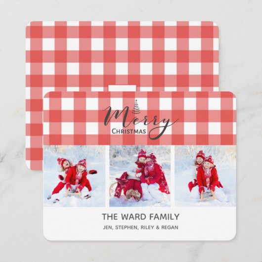 Rode de 3-foto van de Gingang Kerstkaart (Voorkant / Achterkant)