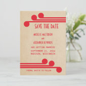 Rode Deco Chic Save the Date Uitnodiging (Staand voorkant)