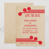 Rode Deco Chic Save the Date Uitnodiging (Voorkant / Achterkant)