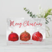 Rode decor ronde op maat gemaakte kerstkaarten feestdagenkaart (Staand voorkant)