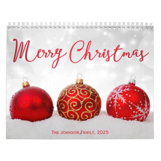 Rode Decor Vrolijk Kerstfeest 2025 Fotokalender Kalender (Hoes)