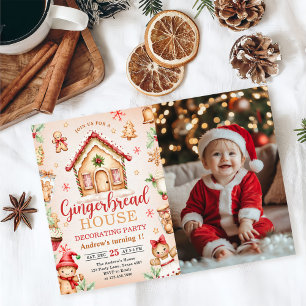 Rode decoratie verjaardagsfoto van een huisje van  kaart