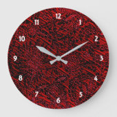 Rode Decoratieve Bloem Stof Ontwerp Wandklok (Voorkant)