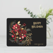 Rode decoratieve bloemen kerstkaart (Staand voorkant)