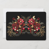 Rode decoratieve bloemen kerstkaart (Achterkant)