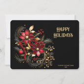 Rode decoratieve bloemen kerstkaart (Voorkant)