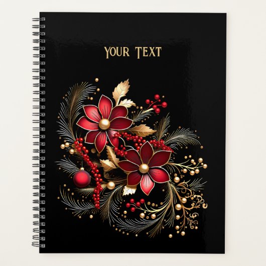 Rode decoratieve bloemen planner (Voorkant)