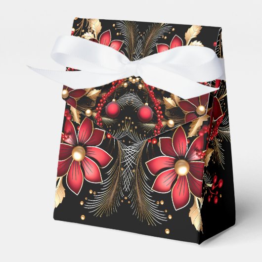 Rode Decoratieve Bloemen Vakantie Cadeaubox Bedankdoosjes (Voorkant Zijde)