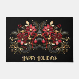 Rode Decoratieve Bloemen Vakantie Deurmat