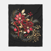 Rode decoratieve bloemen vakantie fleece deken (Voorkant)