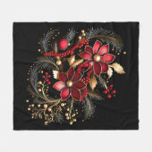 Rode decoratieve bloemen vakantie fleece deken (Voorkant (Horizontaal))