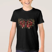 Rode Decoratieve Bloemen Vakantie Jongens T-shirt (Voorkant)
