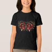 Rode Decoratieve Bloemen Vakantie Jongens T-shirt (Voorkant)
