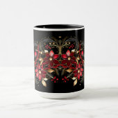 Rode decoratieve bloemen vakantie mok (Midden)