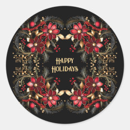 Rode Decoratieve Bloemen Vakantie Sticker