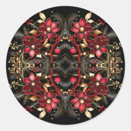 Rode Decoratieve Bloemen Vakantie Sticker