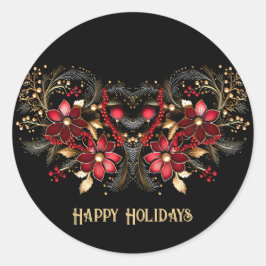 Rode Decoratieve Bloemen Vakantie Sticker