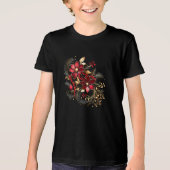 Rode Decoratieve Bloemen Vakantie T-shirt (Voorkant)