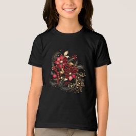 Rode Decoratieve Bloemen Vakantie T-shirt