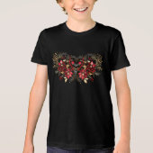 Rode Decoratieve Bloemen Vakantie T-shirt (Voorkant)