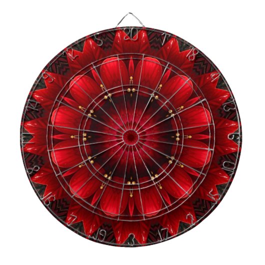 Rode decoratieve bloemendartbord dartbord (Voorkant)