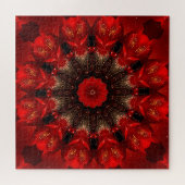 Rode decoratieve bloemige legpuzzel (Horizontaal)