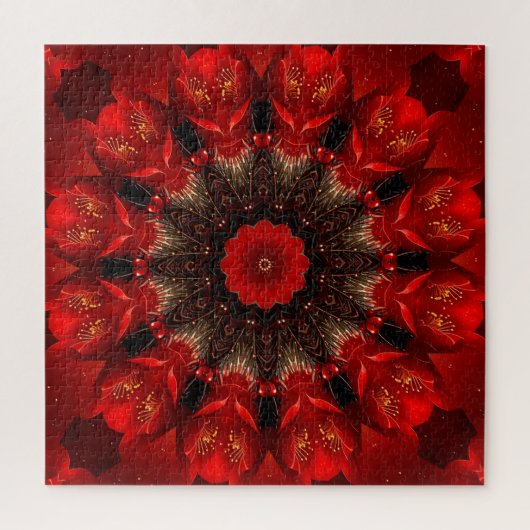 Rode decoratieve bloemige legpuzzel (Verticaal)