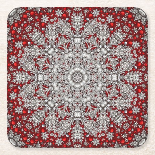 Rode decoratieve feestelijke papieren onderzetter (Voorkant)