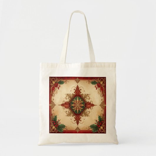 Rode decoratieve feesttas tote bag (Voorkant)
