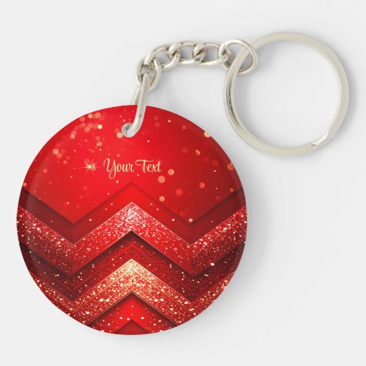 Rode Decoratieve Glitter Sleutelhanger (Achterkant)