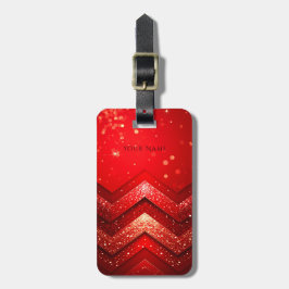 Rode decoratieve glitters bagagelabel