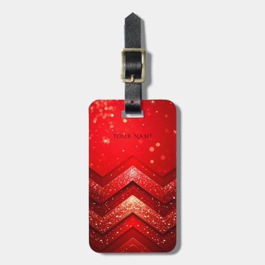 Rode decoratieve glitters bagagelabel (Voorkant verticaal)