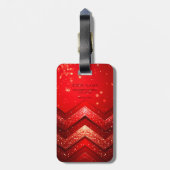 Rode decoratieve glitters bagagelabel (Achterkant verticaal)