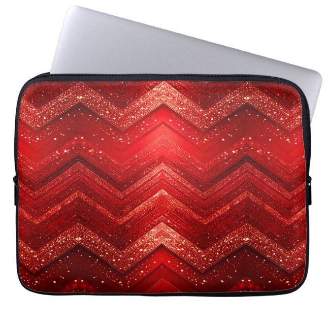 Rode decoratieve glitters laptophoes laptop sleeve (Voorkant)