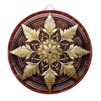 Rode Decoratieve Gouden Bladeren Dartbord
