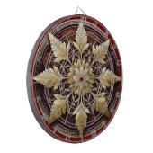 Rode Decoratieve Gouden Bladeren Dartbord (Voorkant Links)