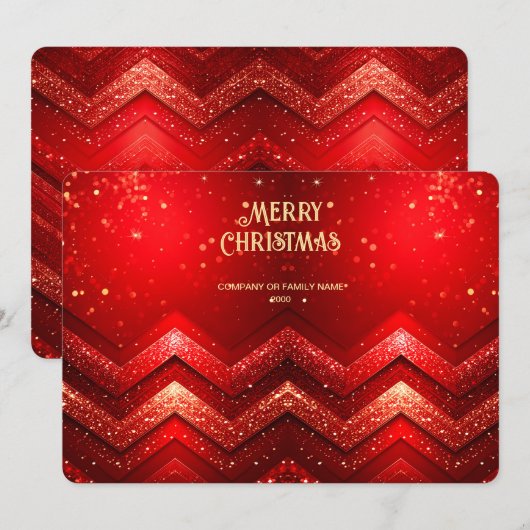 Rode decoratieve kerst glitter kerstkaart (Voorkant / Achterkant)