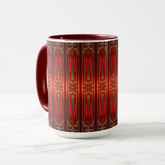 Rode decoratieve kerstbeker mok (Voorkant links)