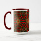 Rode decoratieve kerstbeker mok (Links)