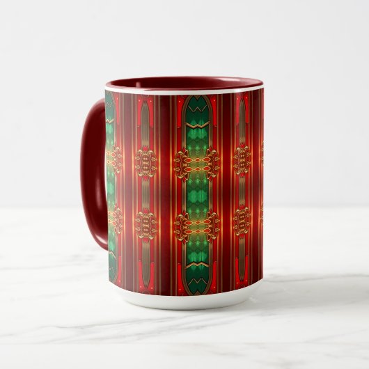 Rode decoratieve kerstbeker mok (Voorkant links)