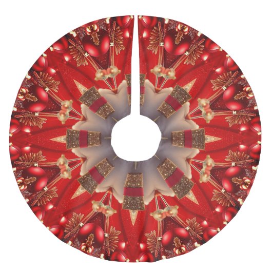 Rode decoratieve kerstboomzoom kerstboom rok (Voorkant)
