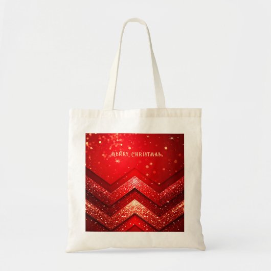 Rode Decoratieve Kerstglitter Vakantie Canvas tas (Voorkant)