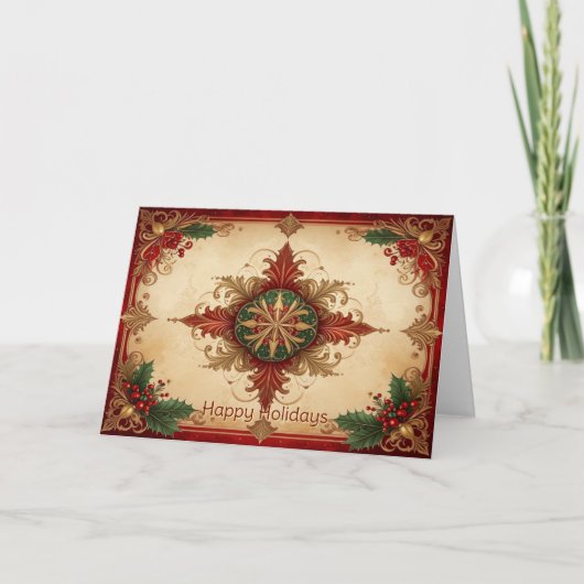Rode decoratieve kerstkaart kaart (Voorkant)