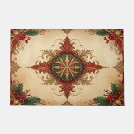 Rode decoratieve kerstmat deurmat